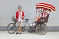 Cheerful rickshaw drivers having a break, Beijing, China Royalty Free Stock Photo